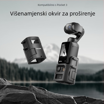 TELESIN Prošireni nosač za DJI Pocket 3 – aluminijska legura + najlon, višenamjenski okvir za proširenje