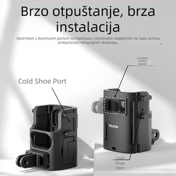 TELESIN Prošireni nosač za DJI Pocket 3 – aluminijska legura + najlon, višenamjenski okvir za proširenje
