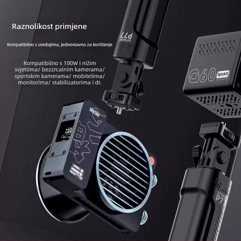 Liadi P77 baterija-držač za kameru s rasvjetom – ručni nosač, aluminijska legura