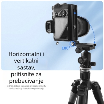 L-oblika uspravna pločica za DSLR fotoaparat — aluminijski kovinski spoj, nosivost 2-5 kg, težina 110 g
