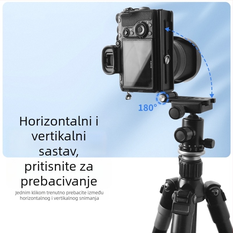 L-oblika uspravna pločica za DSLR fotoaparat — aluminijski kovinski spoj, nosivost 2-5 kg, težina 110 g