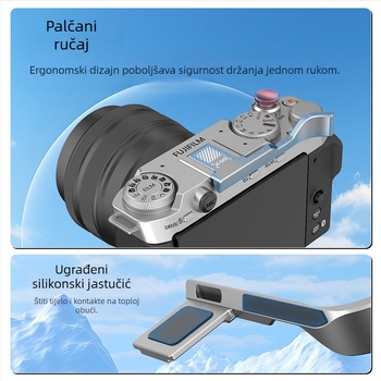 Fuji X-M5L L-type držač baza s Arca quick-release, aluminijska legura + silikon jastučić, nosivost 2–5 kg, težina 90 g