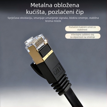 Cat6 prijenosni RJ-45 Ethernet kabel, 1,5 m, čisti bakar, 1000 Mbps