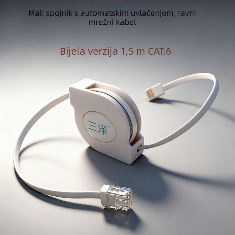 Cat6 prijenosni RJ-45 Ethernet kabel, 1,5 m, čisti bakar, 1000 Mbps