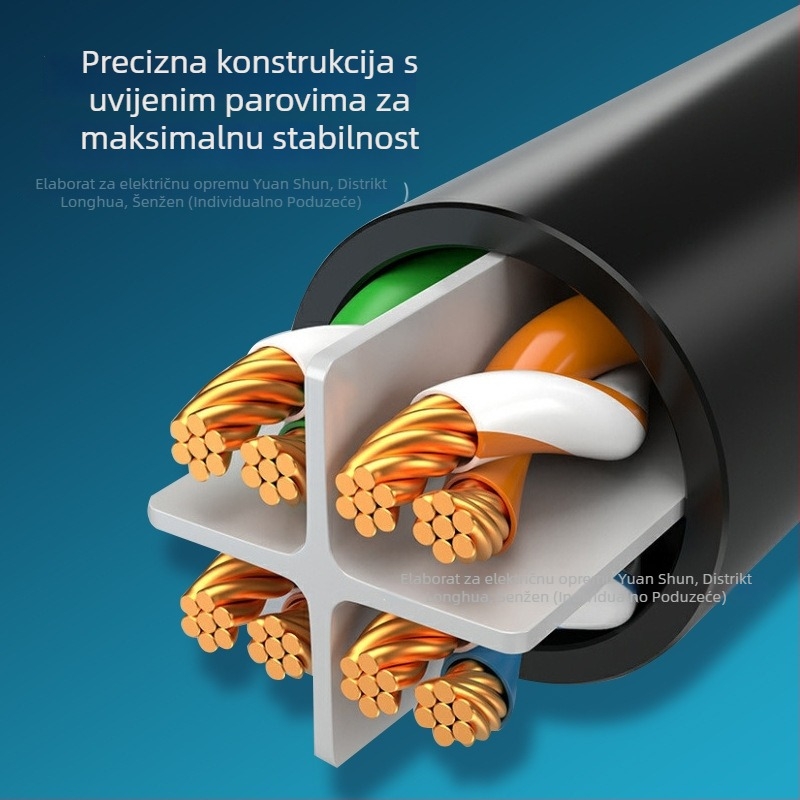 CAT7 Ethernet kabel, 8-žilni, 20 Gbps, -15 do 65°C, nategovacia čvrstoća 1000 N, tlačna čvrstoća 250P