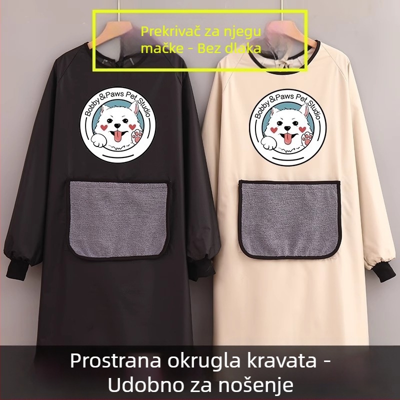 PVC pregača s rukavima, vodootporna, motiv crtani likovi, za profesionalnu njegu kućnih ljubimaca