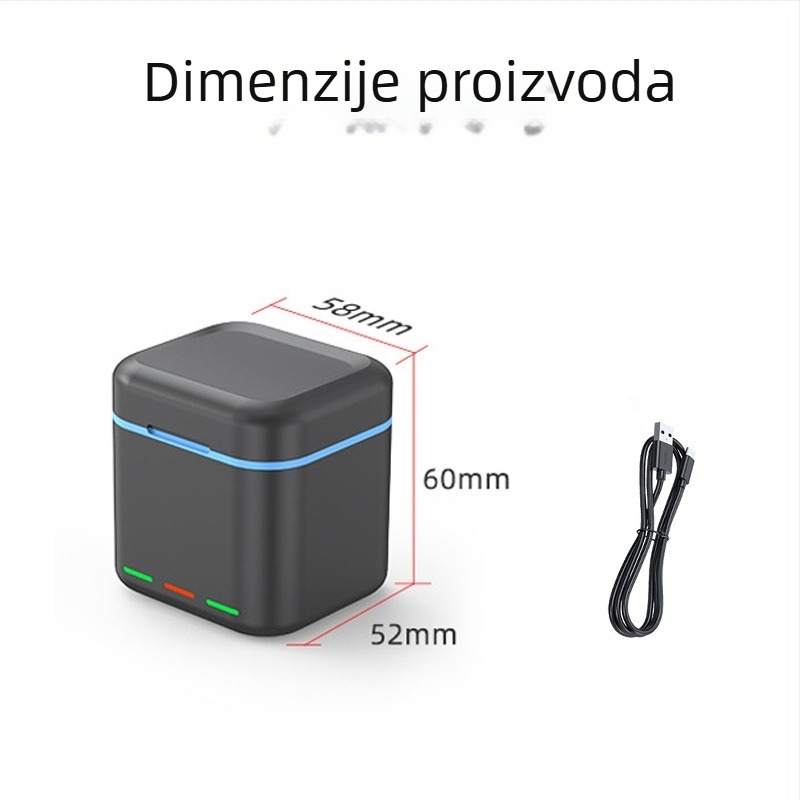 GoPro kutija za punjenje baterije, 3-kanalna, kompatibilna s HERO9-12, PC+ABS, ispisan logo