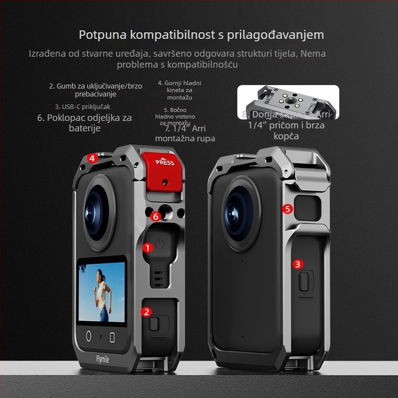 Zaštitni okvir za DJI Osmo 360 – aluminijska legura + silikon zaštitni poklopac za objektiv, 78,7 g, Uključuje metalni okvir Rabbit Cage i zaštitni poklopac objektiva