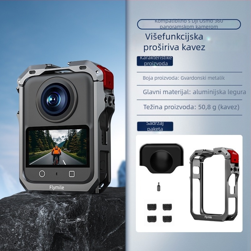 Zaštitni okvir za DJI Osmo 360 – aluminijska legura + silikon zaštitni poklopac za objektiv, 78,7 g, Uključuje metalni okvir Rabbit Cage i zaštitni poklopac objektiva
