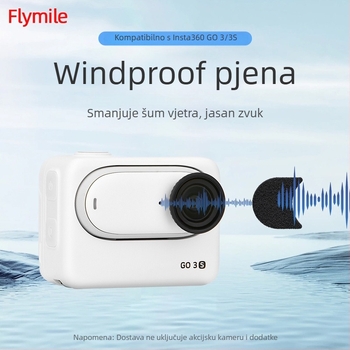 Kompatibilno s Insta360 Go3S - prozirni spužvasti zaštitnik protiv vjetra za snimanje zvuka uz redukciju buke – dodatak Go3