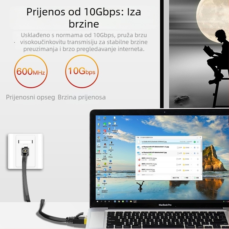 Cat8 Ethernet kabel, bez kisika bakar, RJ-45 konektor, unutarnja uporaba, za usmjerivač, 10G/20Gbps