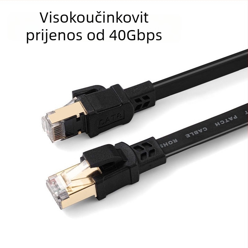 Cat8 Ethernet kabel, bez kisika bakar, RJ-45 konektor, unutarnja uporaba, za usmjerivač, 10G/20Gbps