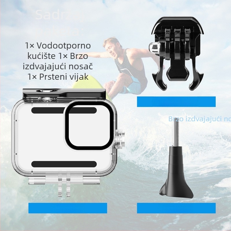 Youyixin 9-13 vodootporna kutija za GoPro HERO9-13; materijal: PC, kaljeno staklo i nehrđajući čelik; kompatibilan s HERO9-13; otporan na prašinu i namijenjen za potapanje