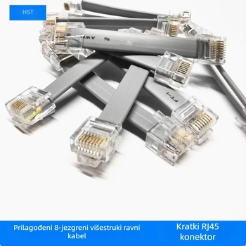 8-jezgreni plosnati Ethernet kabel, 8P8C, plosnati višestruki kabel s RJ45 konektorima, kratko tijelo