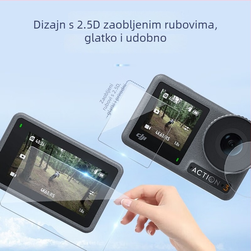 TELESIN zaštitno zaštitno staklo za ekran od kaljenog filma za DJI Action 3/4 – kompatibilno s DJI Action 3/4, materijal: kaljeni film, uključuje kaljeni film i vrećicu s alkoholom