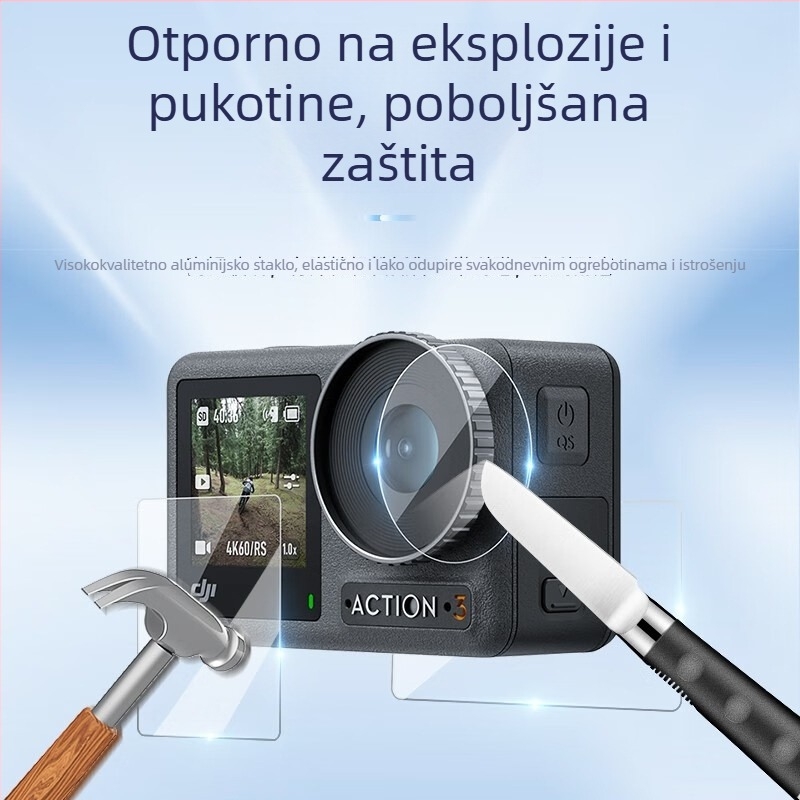 TELESIN zaštitno zaštitno staklo za ekran od kaljenog filma za DJI Action 3/4 – kompatibilno s DJI Action 3/4, materijal: kaljeni film, uključuje kaljeni film i vrećicu s alkoholom