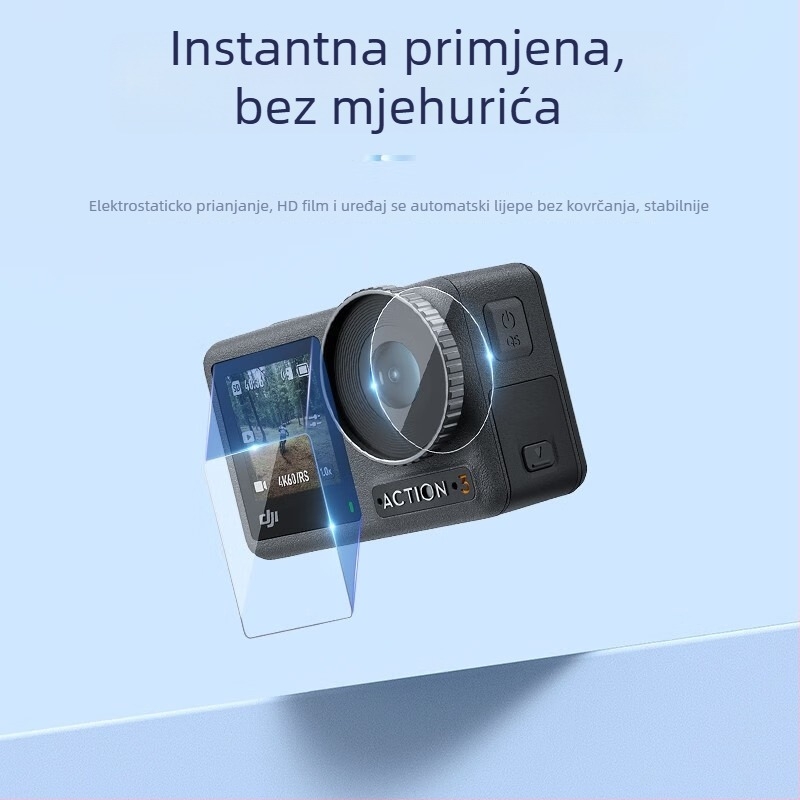 TELESIN zaštitno zaštitno staklo za ekran od kaljenog filma za DJI Action 3/4 – kompatibilno s DJI Action 3/4, materijal: kaljeni film, uključuje kaljeni film i vrećicu s alkoholom