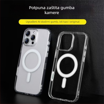 Kućište za iPhone 16 Pro s AI dodirnim gumbom i magnetskim zahvatom za MagSafe (Materijali: akril + TPU; magnetski prsten; AI dodirni gumbi; MagSafe kompatibilno; otpornost na ogrebotine)