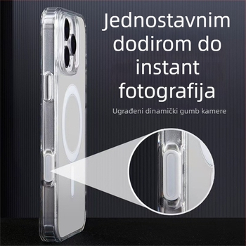 Kućište za iPhone 16 Pro s AI dodirnim gumbom i magnetskim zahvatom za MagSafe (Materijali: akril + TPU; magnetski prsten; AI dodirni gumbi; MagSafe kompatibilno; otpornost na ogrebotine)