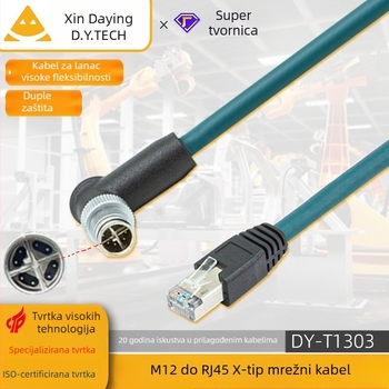 Industrijski Ethernet kabel M12 na RJ45, X-Type, 8-jezgreni bakar, Cat6
