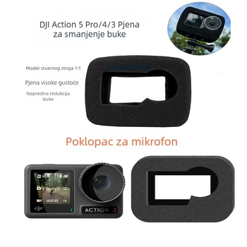 Pjena za smanjenje buke za OSMO Action kamere (action3/4/5), kompatibilna s okvirom; materijal pamuk; uključuje vjetro zaštitni poklopac
