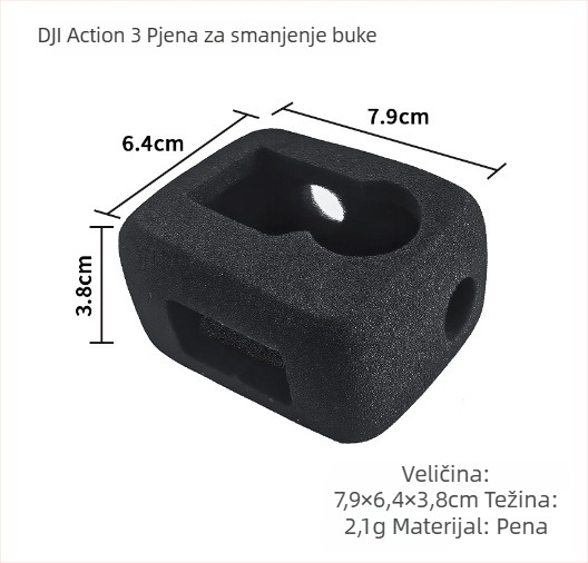 Pjena za smanjenje buke za OSMO Action kamere (action3/4/5), kompatibilna s okvirom; materijal pamuk; uključuje vjetro zaštitni poklopac