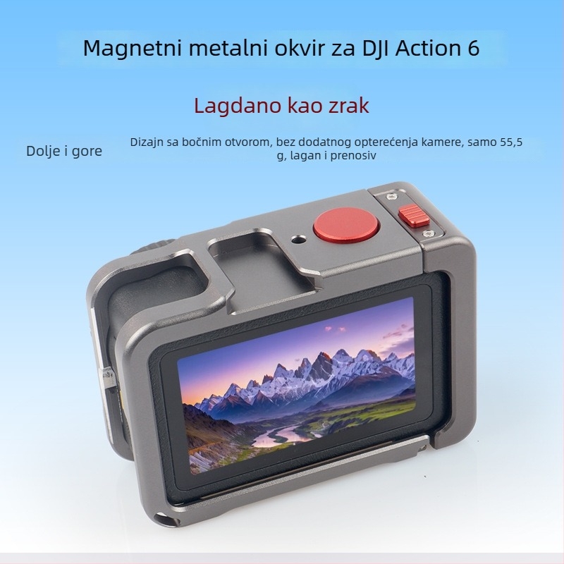DJI Action6 magnetski aluminijski okvir s brzim otpuštanjem, lagana konstrukcija i zaštita od padova