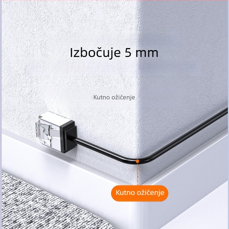 Cat6a bakreni ultra-tanki kratki Ethernet kabel RJ-45, 10 Gbps, Ø3 mm, za modem i ruter
