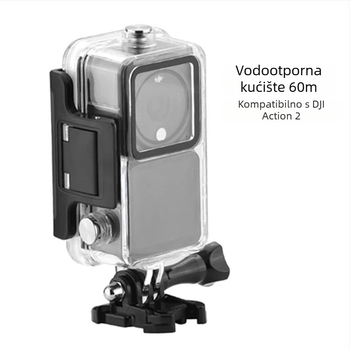 Vodootporan kućište za DJI Action 2 s dvostrukim zaslonom – prozirno kućište, vodootpornost do 60 m, materijal: H9 kaljeno staklo + PC + nehrđajući čelik, kompatibilan s dvostrukim zaslonskim paketom Action 2