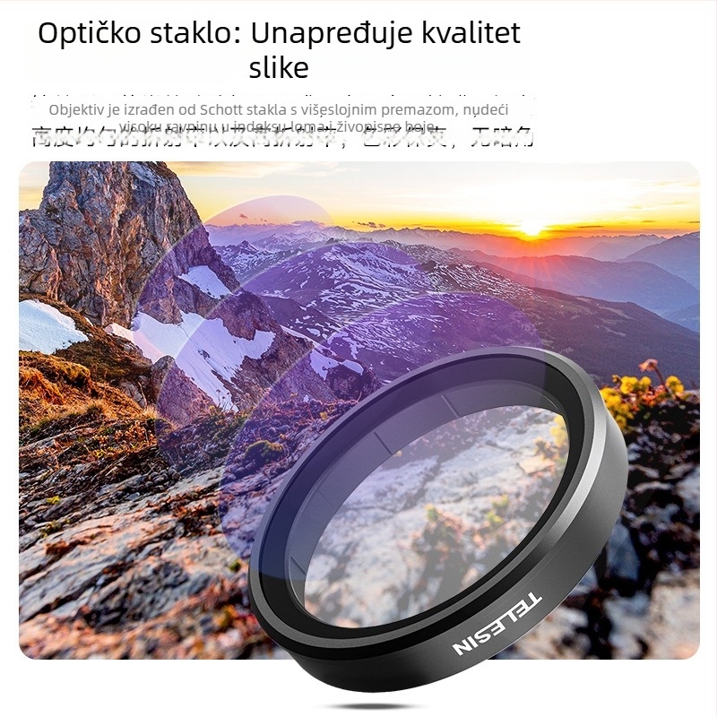 TELESIN Skup filtrov CPL+ND8/16/32 Schott za DJI Osmo Action 3/4/5 – aluminijska legura + optičko staklo
