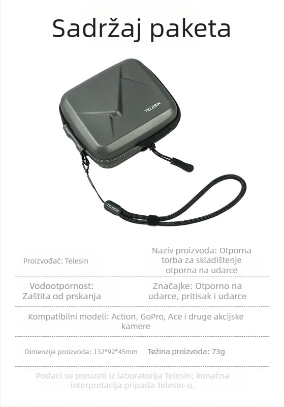 TELESIN zaštitna torba za tijelo za Gopro/action/ace serije – model Gp/oa/ace series neutral, kompatibilno s Gopro/action/ace serijama, logo ispisan
