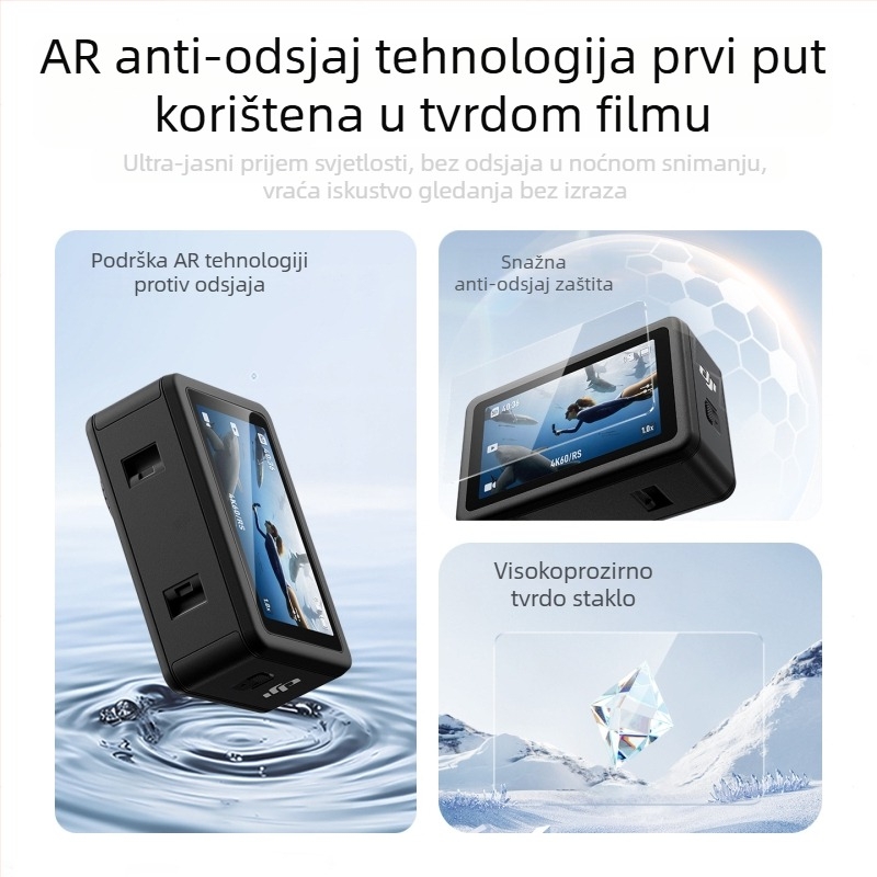 Set zaštitnih filmova za objektiv i zaslon za DJI Action 6 – Model: Positioning tempered film, Materijal: Tempered film