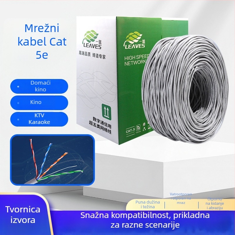 Cat5e neizolirani PoE Ethernet kabel za inženjerske i pametne kućne nadzor - 1000 Mbps - Duljine: 10 m, 100 m, 280 m, 300 m