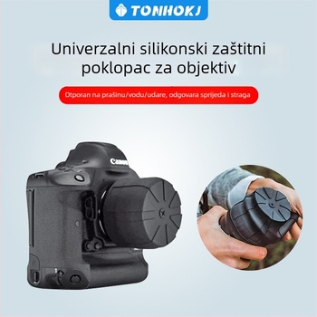 Silikonska zaštita za objektiv – univerzalni zaštitni poklopac za DSLR/Mirrorless, vodootporan i otporan na prašinu; model TH002, kompatibilan s 62–90 mm objektivima.