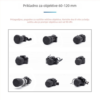 Silikonska zaštita za objektiv – univerzalni zaštitni poklopac za DSLR/Mirrorless, vodootporan i otporan na prašinu; model TH002, kompatibilan s 62–90 mm objektivima.