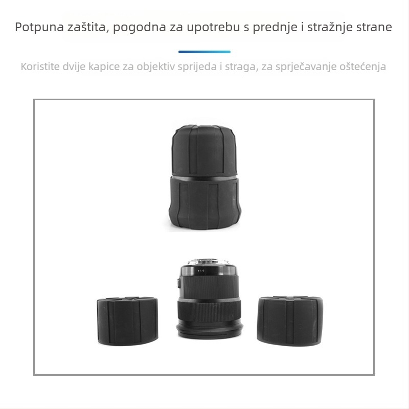 Silikonska zaštita za objektiv – univerzalni zaštitni poklopac za DSLR/Mirrorless, vodootporan i otporan na prašinu; model TH002, kompatibilan s 62–90 mm objektivima.