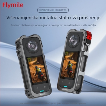 Zaštitna rama Insta360 X5 Rabbit Cage – aluminijski spoj i silikon pokrov objektiva, 63,5 g; uključuje: okvir kaveza, pokrov objektiva i 4 vjetrovita pamuka