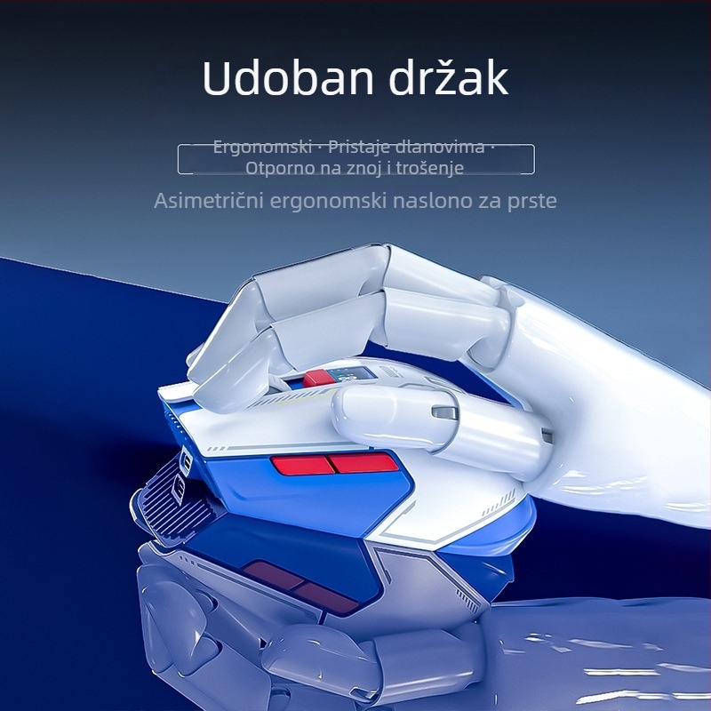 Bežični Bluetooth gaming miš s digitalnim zaslonom, tri DPI načina 800/1200/1600, Type-C punjenje, 5 tipki, model M1, bijela