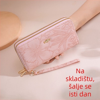 Ženski duga novčanik – PU koža, velika zapremina, poliester podstava, uzorak s brojevima/tekstom/slovima, svježi i slatki stil, vodootporan i lagan, otporan na habanje