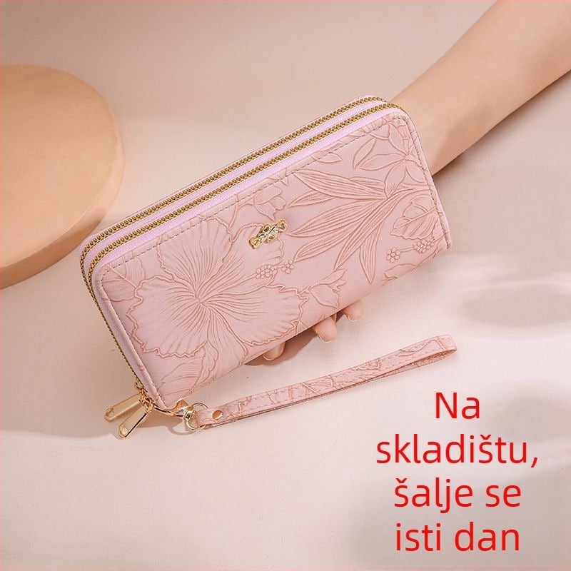 Ženski duga novčanik – PU koža, velika zapremina, poliester podstava, uzorak s brojevima/tekstom/slovima, svježi i slatki stil, vodootporan i lagan, otporan na habanje