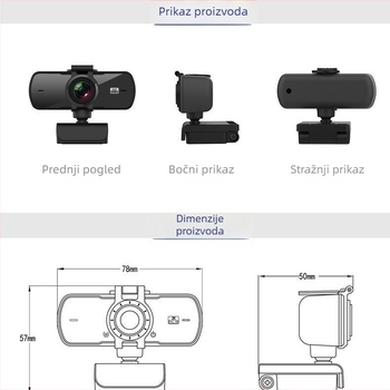 HD bežična web kamera za videokonferencije, s autofokusom i ugrađenim mikrofonom, rezolucija 2560x1440 pri 25fps, USB 2.0