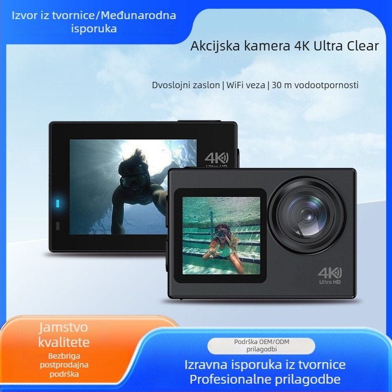 Akcijska kamera: 4K Ultra HD video, Wi‑Fi, dvostruki LCD zasloni (2.0 i 1.4), 30 MP senzor, 8–128 GB pohrana