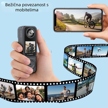 Dvojno objektivna akcijska kamera s infracrvenim noćnim vidomom, rotirajućim objektivom, 10-satna baterija, pohrana na TF karticu