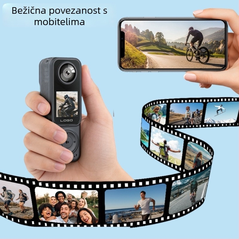 Dvojno objektivna akcijska kamera s infracrvenim noćnim vidomom, rotirajućim objektivom, 10-satna baterija, pohrana na TF karticu