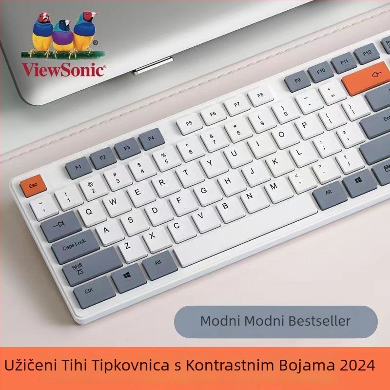 ViewSonic USB tipkovnica, vodootporna, ergonomska, 1800dpi, izdano 2020