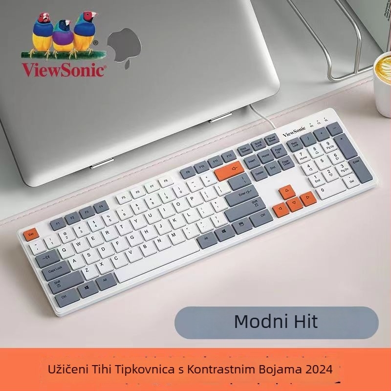 ViewSonic USB tipkovnica, vodootporna, ergonomska, 1800dpi, izdano 2020