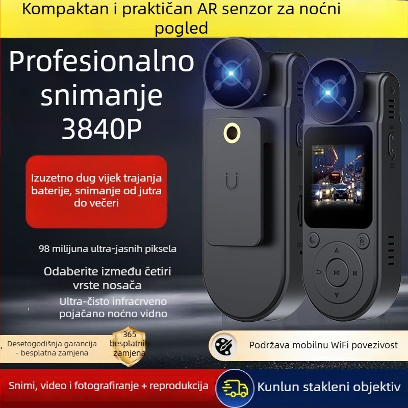 L20 Biciklistička kamera s klipom na leđa, 4K, 1.5-inčni IPS zaslon, TF kartica, ABS kućište, 8 sati trajanja baterije