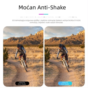 Kamera za kacigu za motocikl/bicikl, 5K, Wi‑Fi, noćni vid i stabilizacija slike