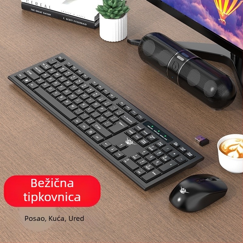 Km601 Bežični set tipkovnice i miša, 104 tipki, 2.4G, ergonomski, Plug‑and‑Play