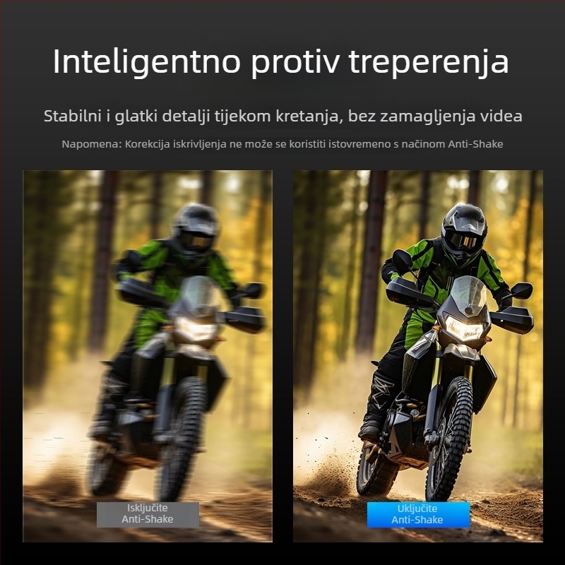 5K30fps akcijska kamera s Wi‑Fi, dva LCD zasloni, vodootporna kućišta i podrška TF kartici uz elektroničku stabilizaciju slike